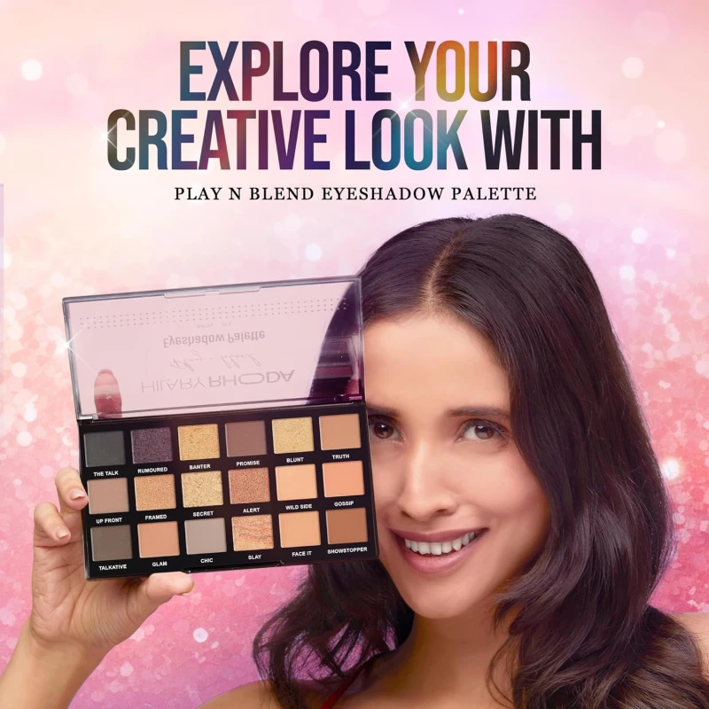 Hilary Rhoda Play N Blend Eyeshadow Palette | Matte & Shimmer Finish | Super-Fine Particles | 18 Trendy Colours | Available In 2 Variants | Blends Easily - 20g (Iconic- Shade 02) thumbnail 3